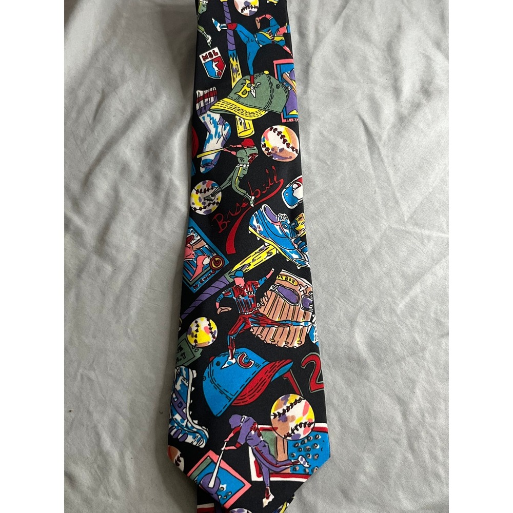 Next Mens Baseball Graphic Print Necktie Black‎ One Size Sports Novelty Tie
